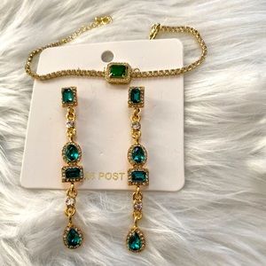 Rhinestone Diamond inlaid earrings & bracelet